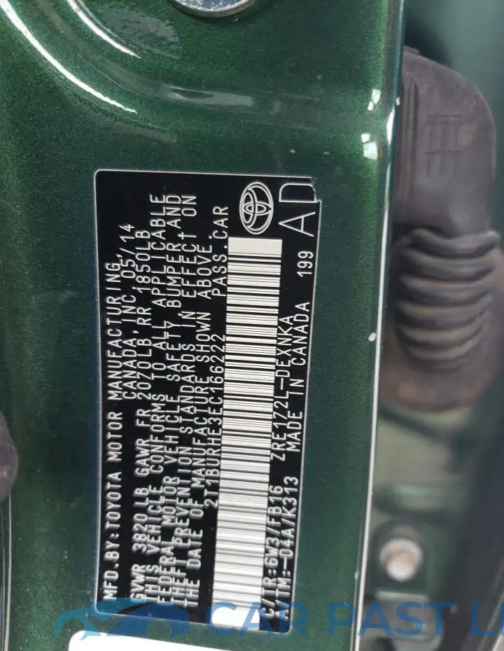 2T1BURHE3EC166222# 13