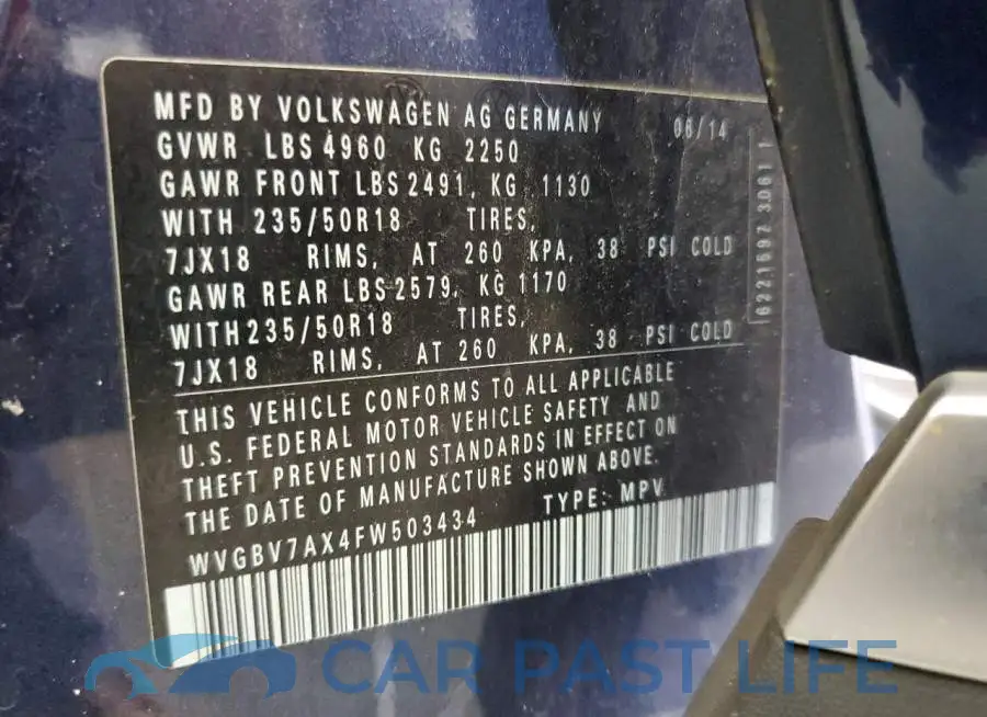 WVGBV7AX4FW503434# 13