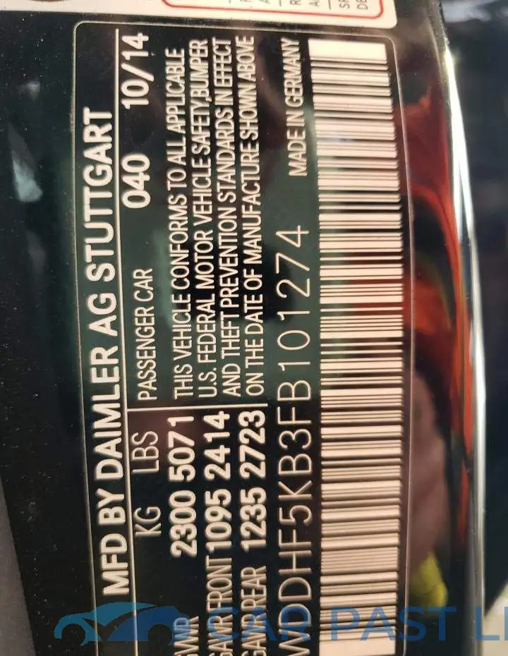 WDDHF5KB3FB101274# 12
