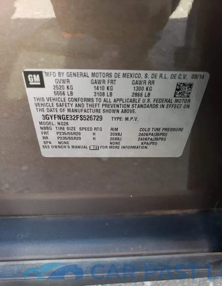 3GYFNGE32FS526729# 12