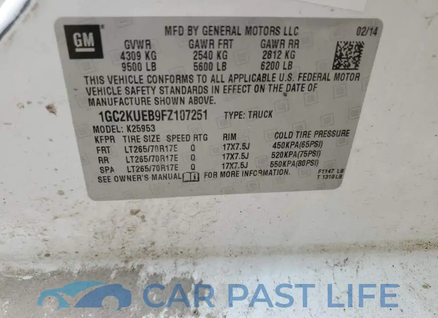 1GC2KUEB9FZ107251# 12