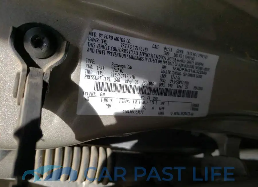 1FADP3H21JL322849# 12