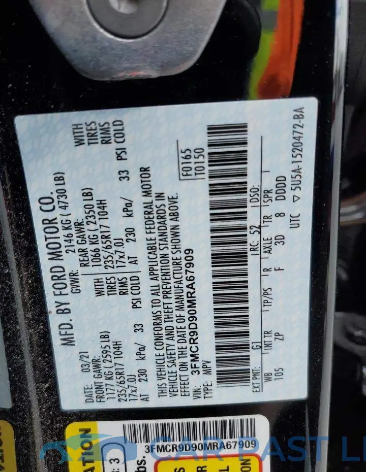 3FMCR9D90MRA67909# 13