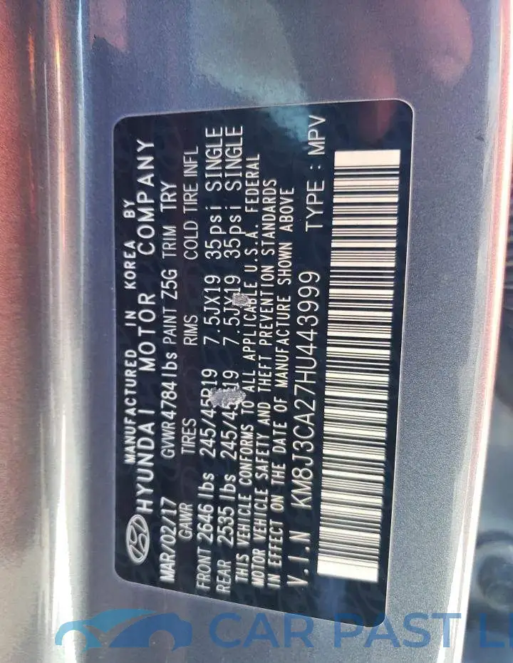 KM8J3CA27HU443999# 12