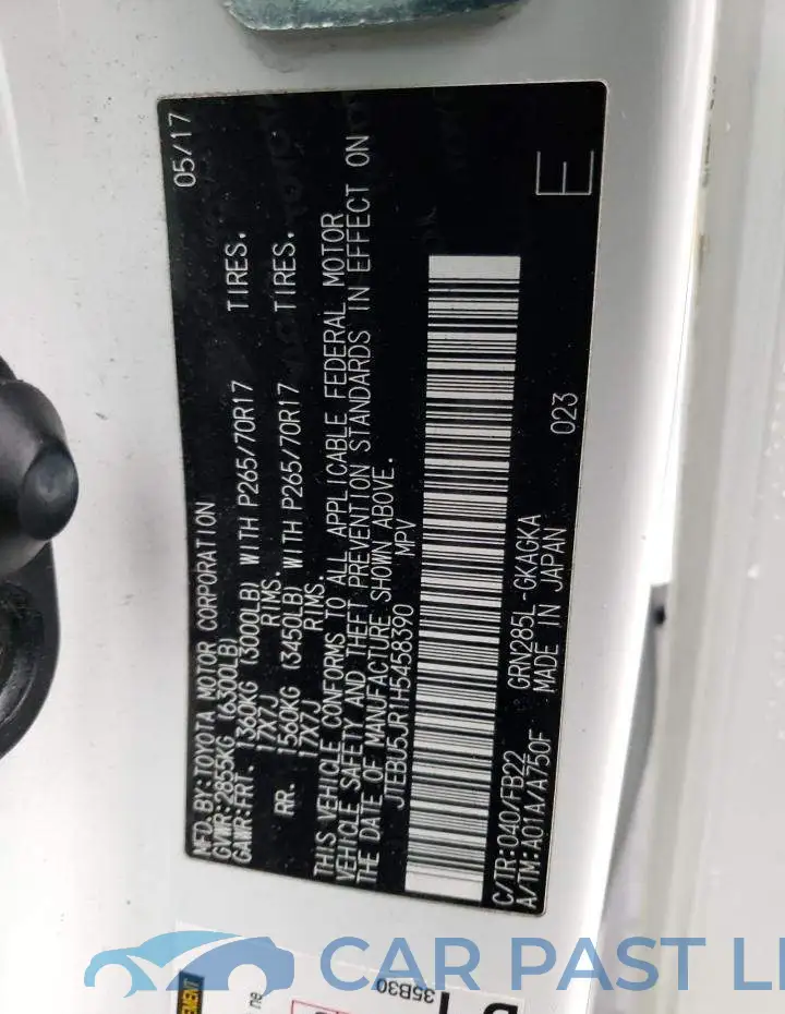 JTEBU5JR1H5458390# 12