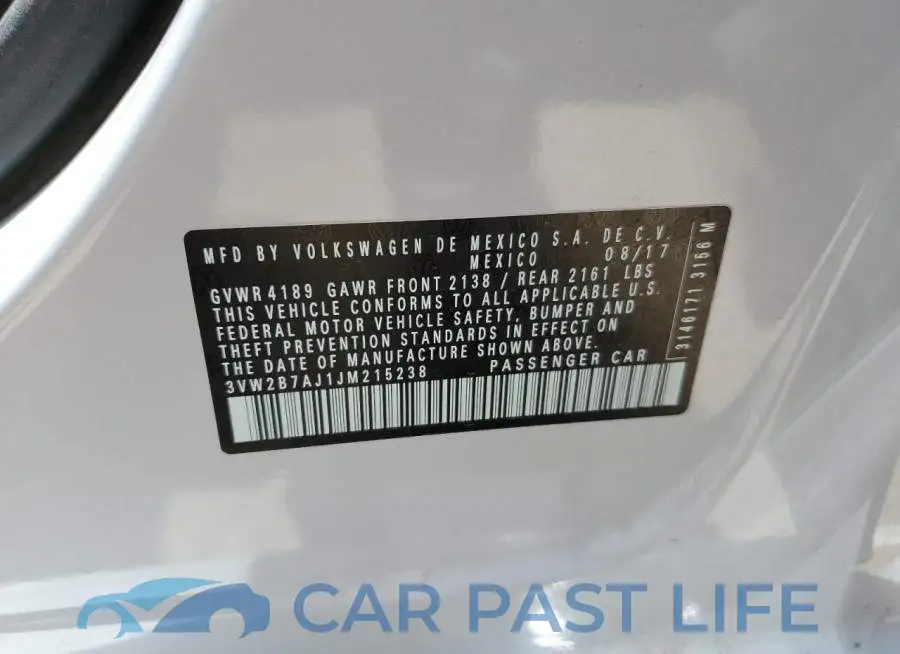 3VW2B7AJ1JM215238# 12