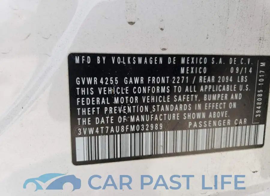 3VW4T7AU8FM032989# 12