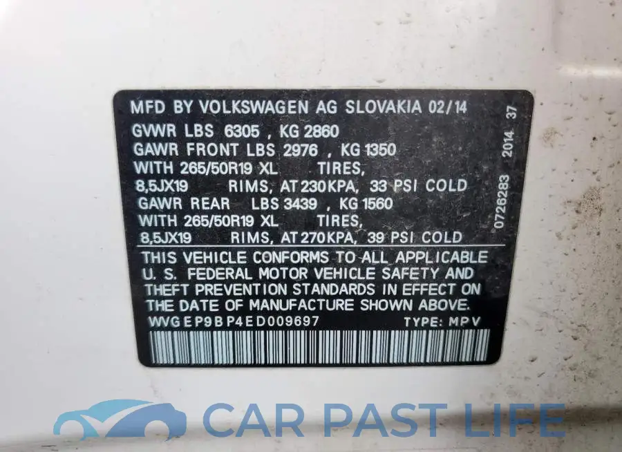 WVGEP9BP4ED009697# 14