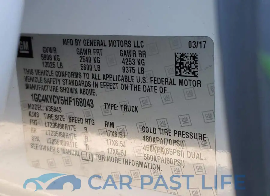 1GC4KYCY5HF168043# 12