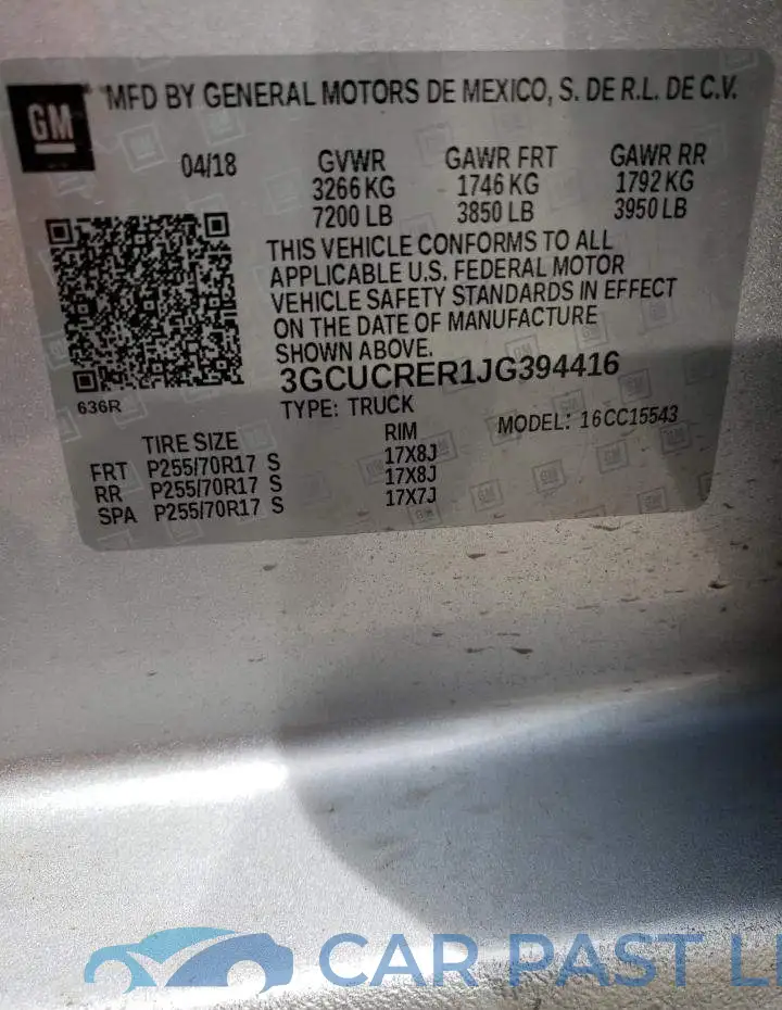 3GCUCRER1JG394416# 12