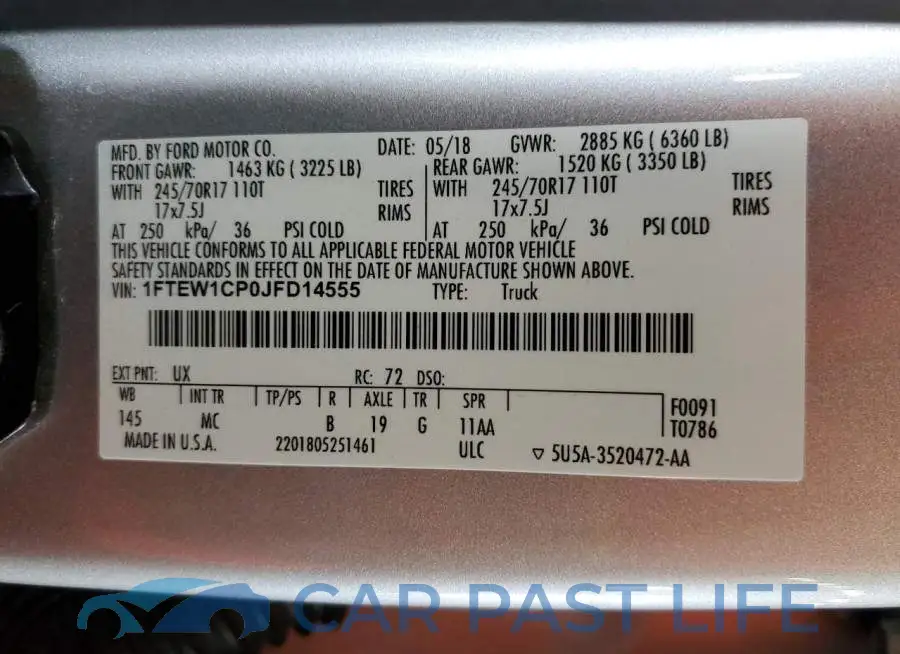 1FTEW1CP0JFD14555# 12