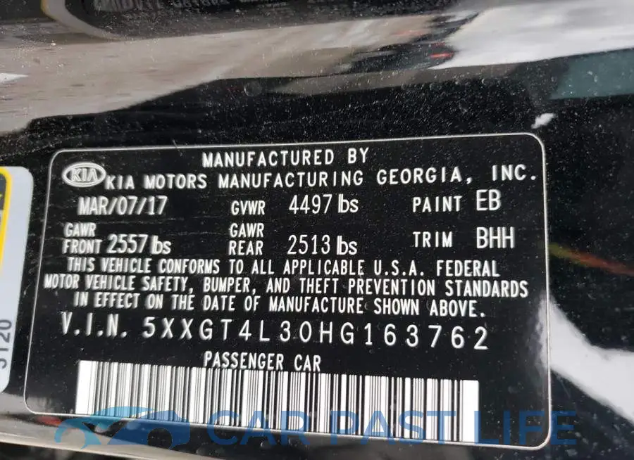 5XXGT4L30HG163762# 13