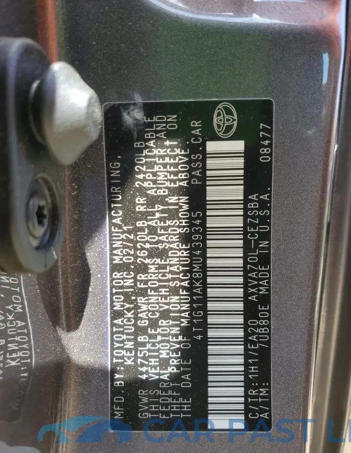 4T1G11AK8MU439345# 12