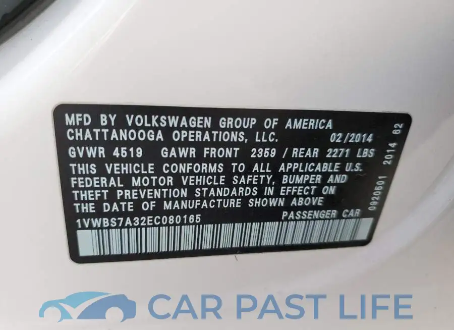 1VWBS7A32EC080165# 12