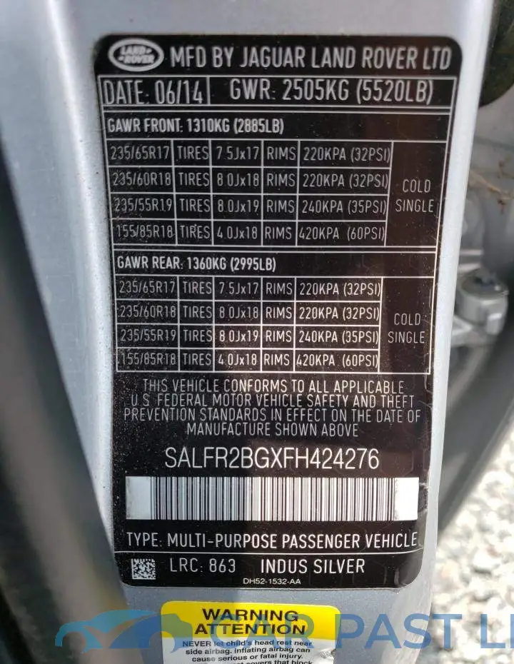 SALFR2BGXFH424276# 13