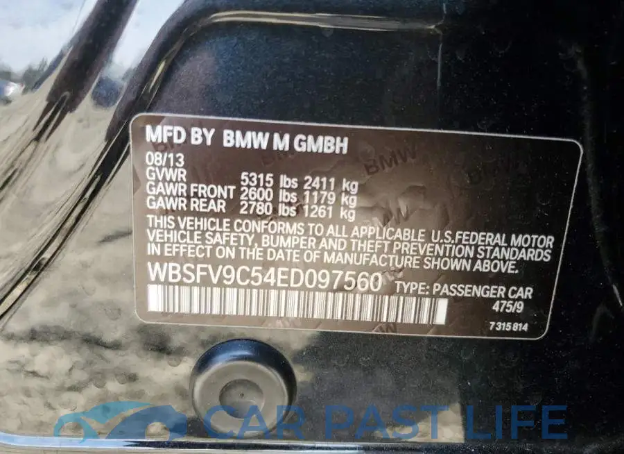 WBSFV9C54ED097560# 12