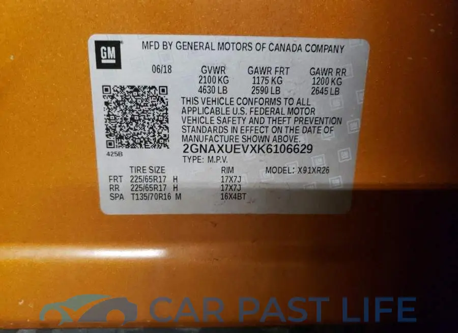 2GNAXUEVXK6106629# 13