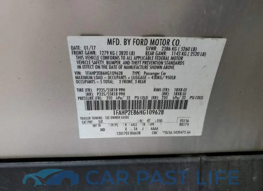1FAHP2E86HG109628# 12
