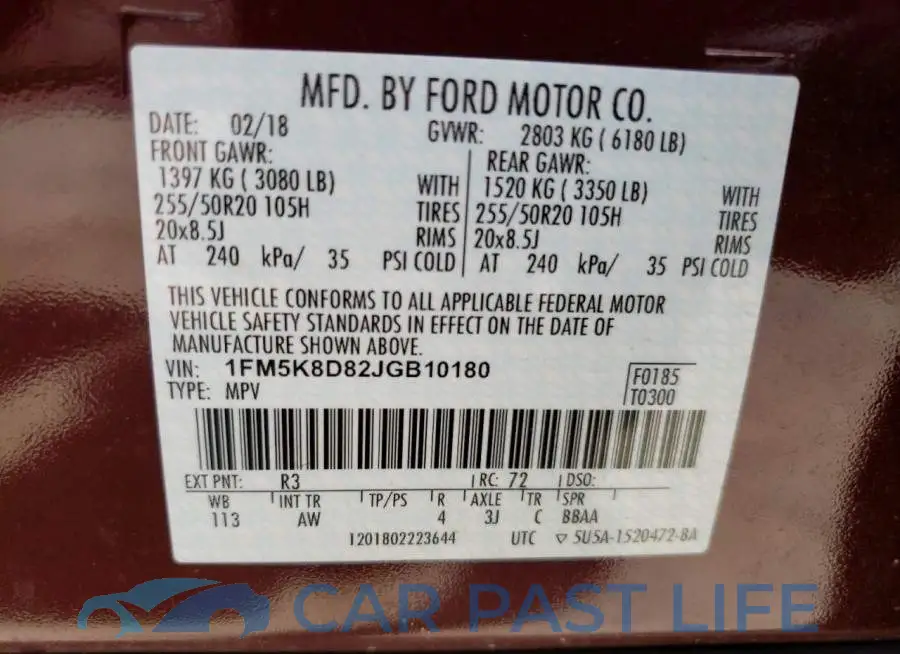 1FM5K8D82JGB10180# 14