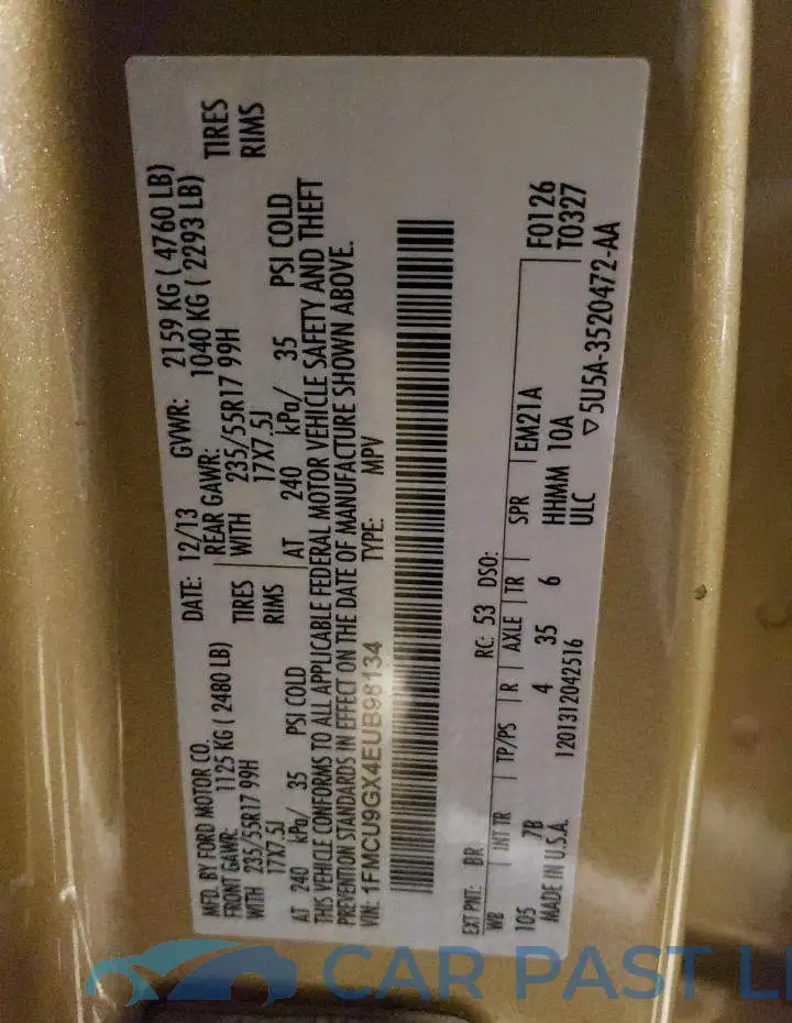 1FMCU9GX4EUB98134# 12