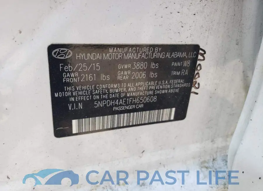 5NPDH4AE1FH650608# 12