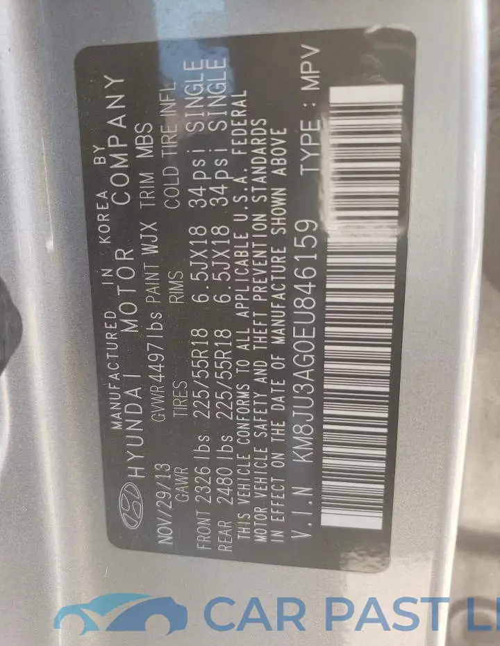 KM8JU3AG0EU846159# 14