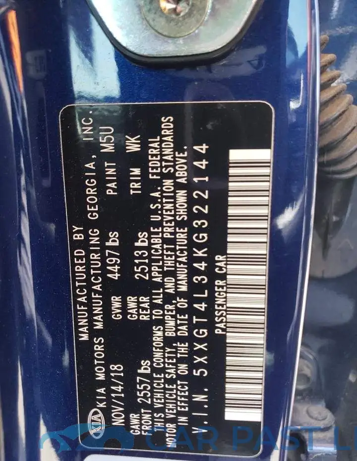 5XXGT4L34KG322144# 12