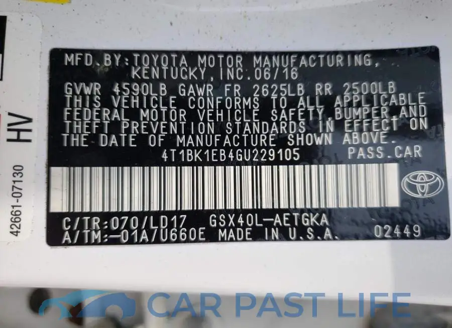 4T1BK1EB4GU229105# 10