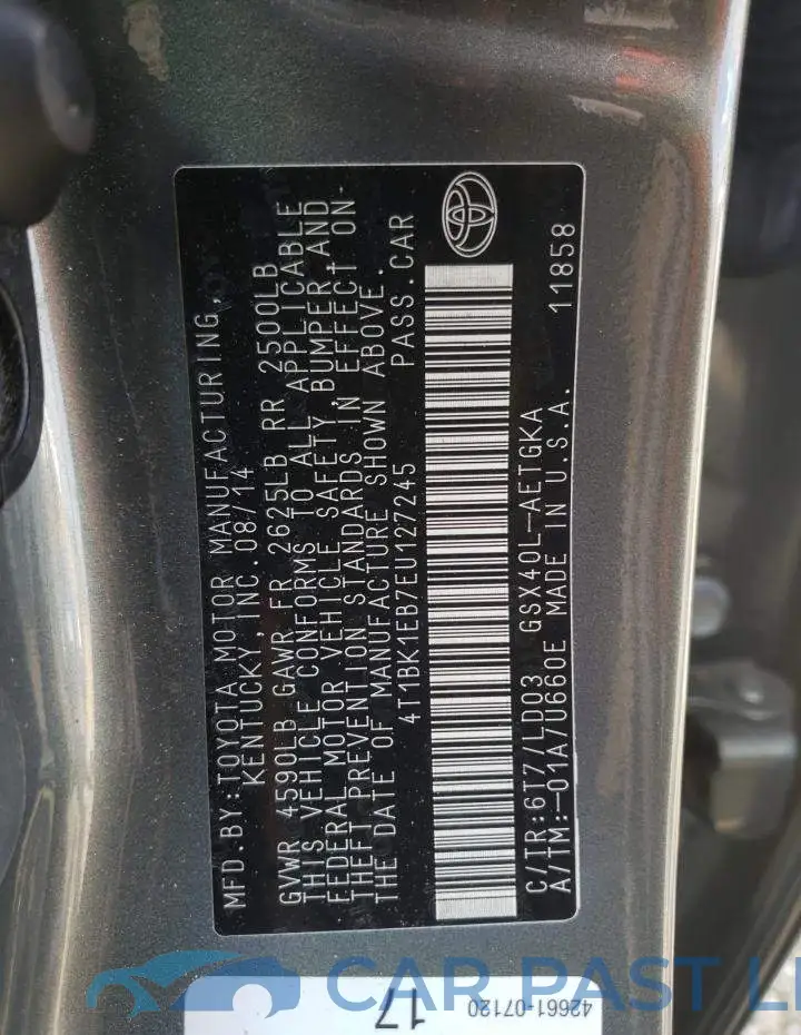 4T1BK1EB7EU127245# 12