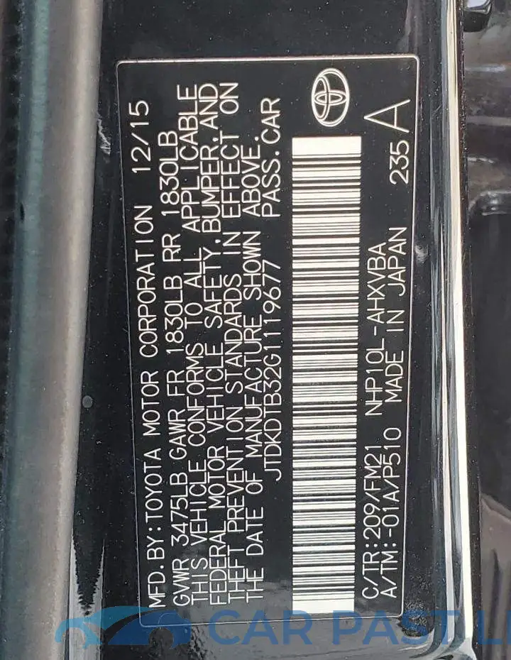 JTDKDTB32G1119677# 12