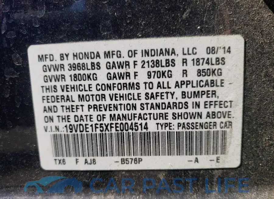 19VDE1F5XFE004514# 12