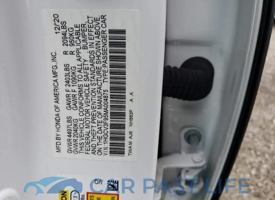 1HGCV3F95MA004875# 12