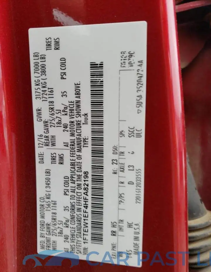 1FTEW1EF4HFA82198# 10