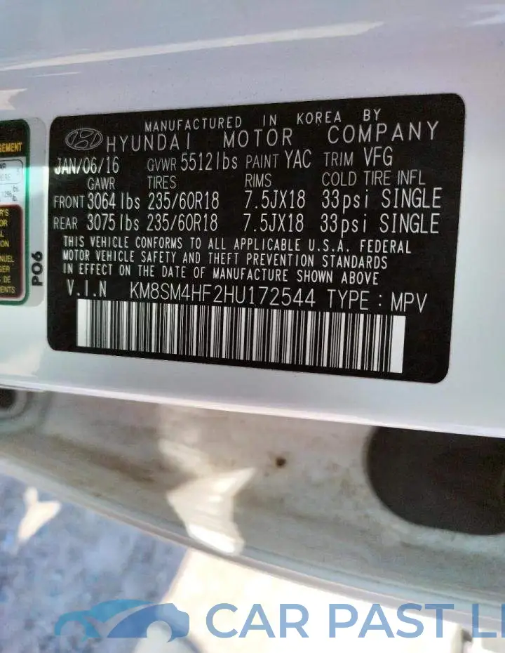 KM8SM4HF2HU172544# 10