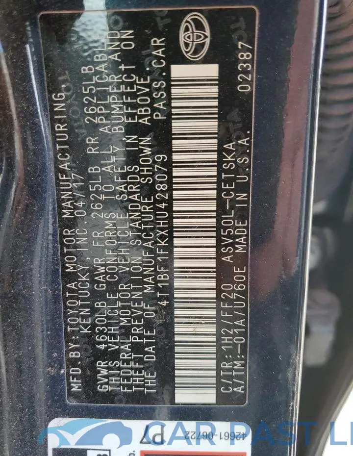 4T1BF1FKXHU428079# 12