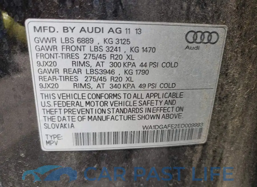 WA1DGAFE2ED009993# 12