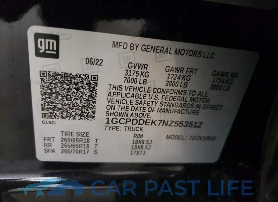 1GCPDDEK7NZ553512# 12