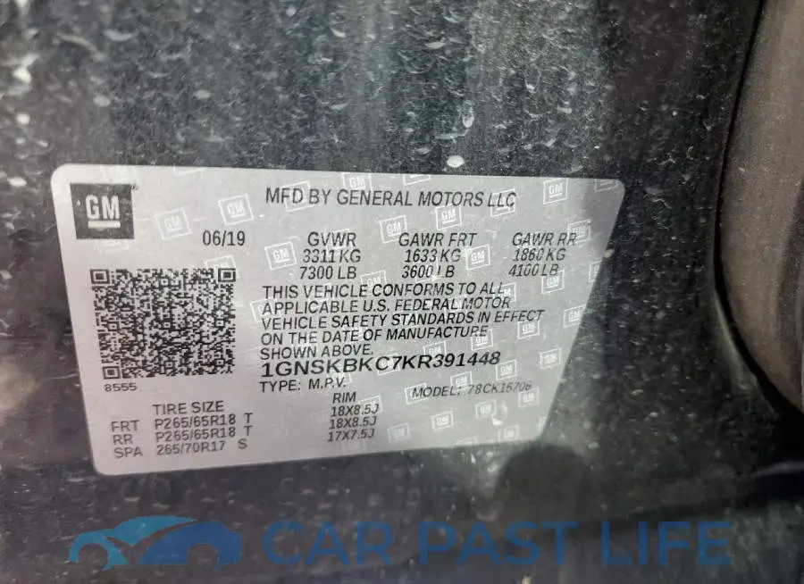 1GNSKBKC7KR391448# 13