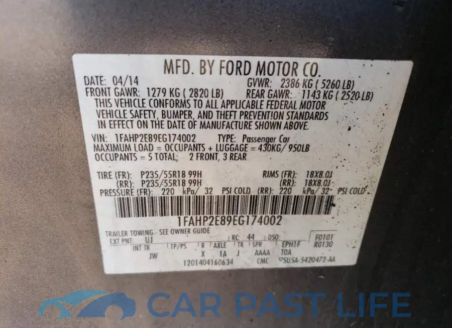 1FAHP2E89EG174002# 12
