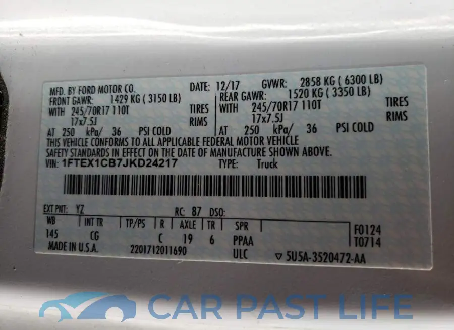 1FTEX1CB7JKD24217# 12