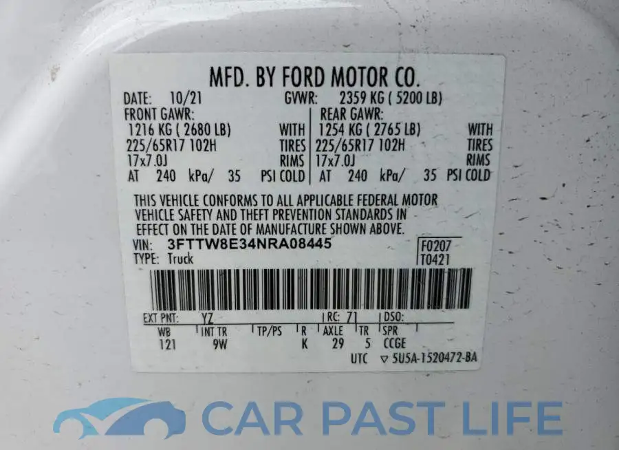 3FTTW8E34NRA08445# 12