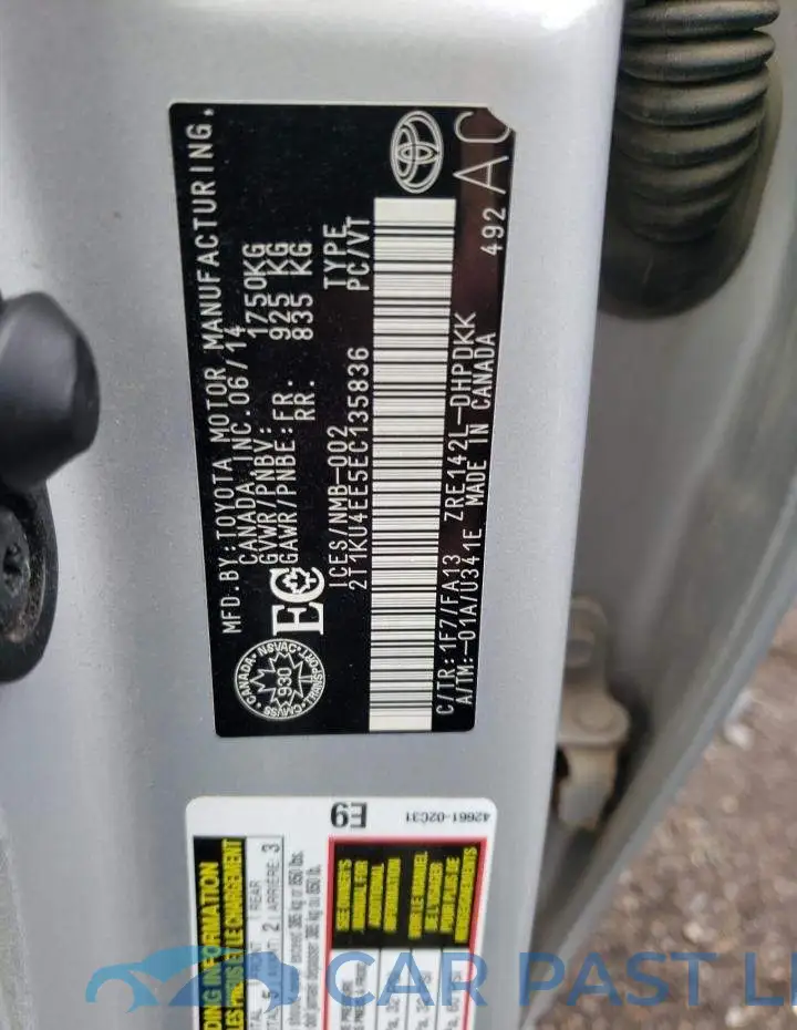 2T1KU4EE5EC135836# 13