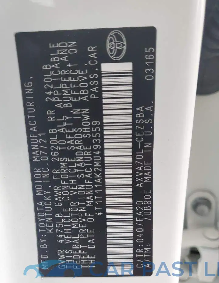 4T1T11AK2MU493559# 13