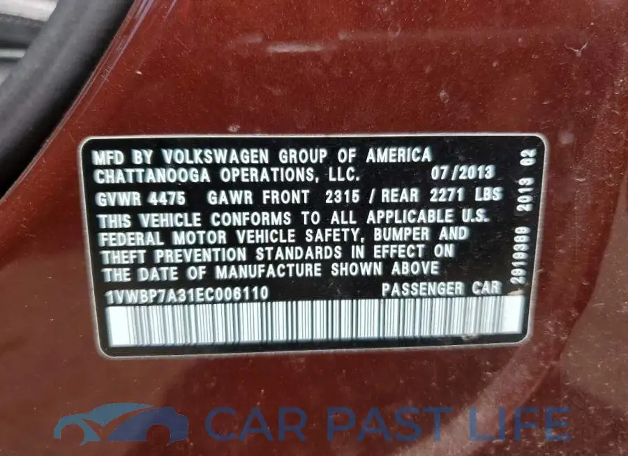 1VWBP7A31EC006110# 12
