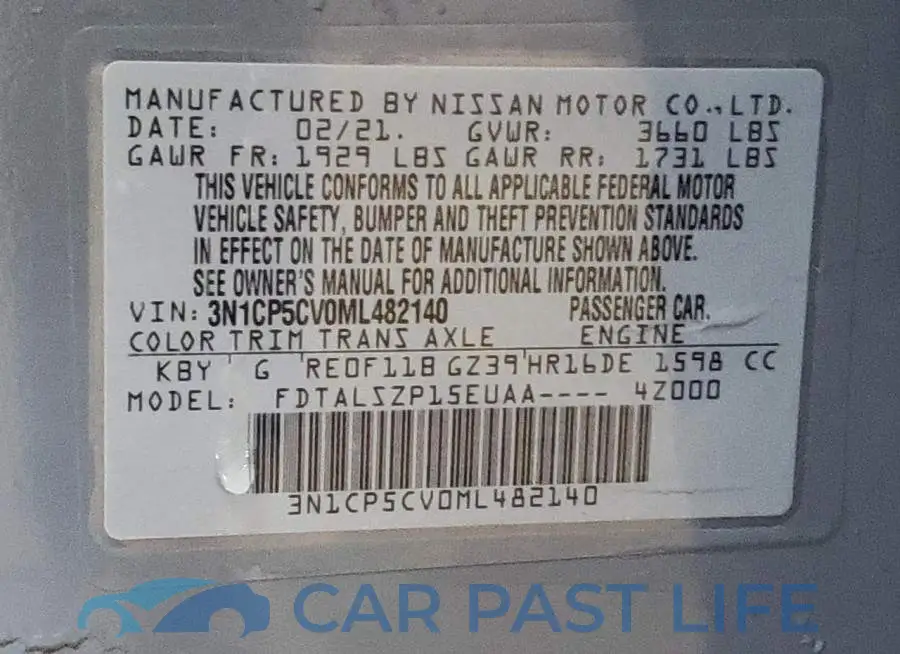 3N1CP5CV0ML482140# 12