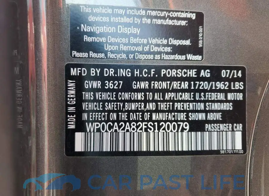 WP0CA2A82FS120079# 12