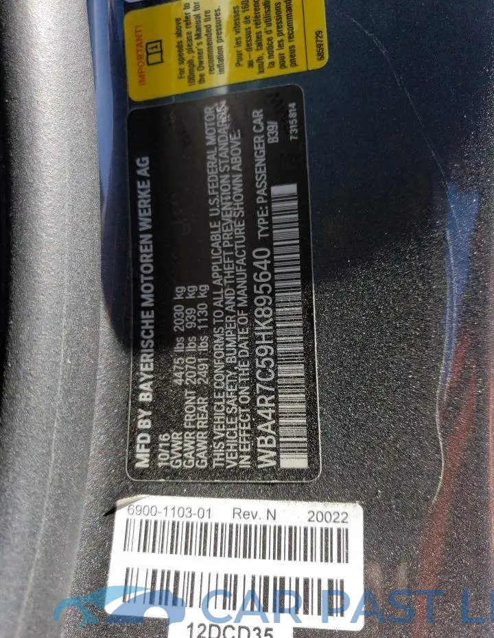 WBA4R7C59HK895640# 13