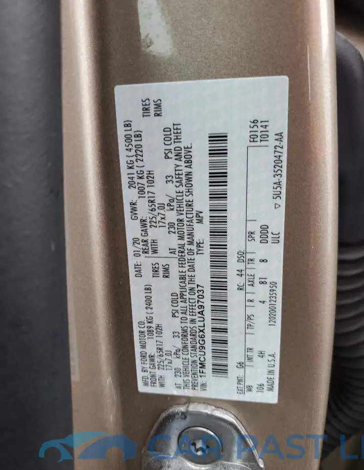 1FMCU9G6XLUA97037# 14