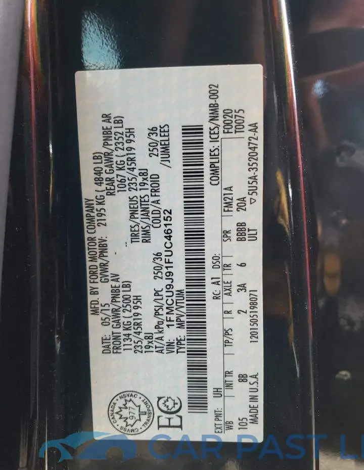 1FMCU9J91FUC46152# 12