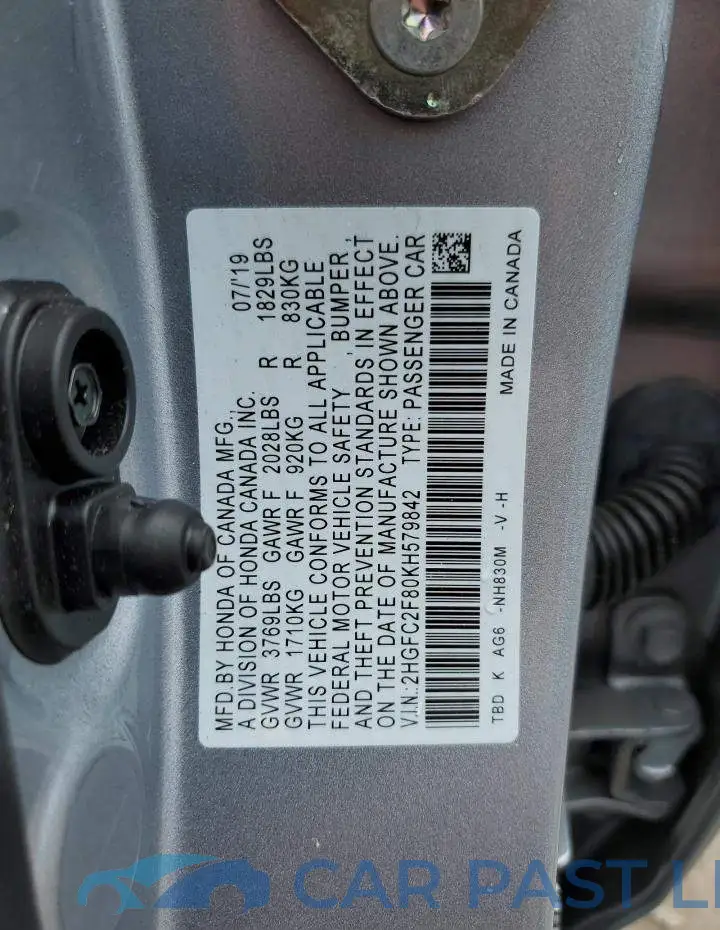 2HGFC2F80KH579842# 13